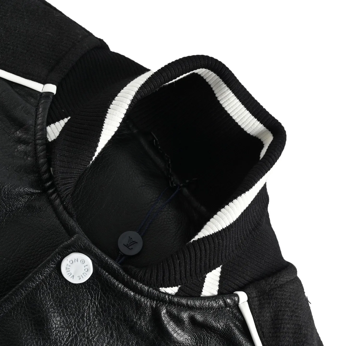 Louis Vuitton/Louis Vuitton 22Fw multi-logo printed leather baseball jacket